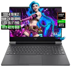 HP - VICTUS AMD RYZEN 7-8845HS RTX 4070 8GB SSD 4TB RAM 24GB LED 16" FHD 144Hz