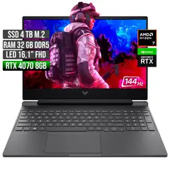 HP - VICTUS AMD RYZEN 7-8845HS RTX 4070 8GB SSD 4TB RAM 32GB LED 16" FHD 144Hz