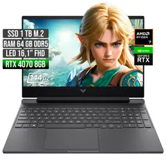 HP - VICTUS AMD RYZEN 7-8845HS RTX 4070 8GB SSD 1TB RAM 64GB LED 16" FHD 144Hz
