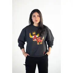 HAKISTORM - Saco Oversized 100% algodón Sweater Bull Gray