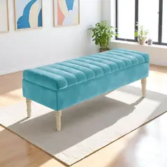 DISEÑOS RAMONA'S - Puff Baúl Con Paneles 100x40x50 Turquesa