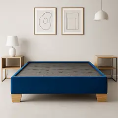ESTILO Y CONFORT - Basecama dividida Azul 120x190 Pata Madera