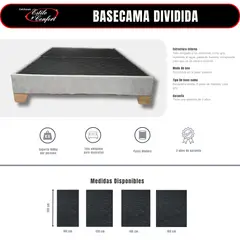 ESTILO Y CONFORT - Basecama dividida gris Plata 140x190 Pata Madera
