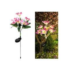 GENERICO - Luces Solares Led Navideñas luz Decorativa Flores orquídea rosada