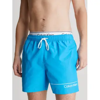 CALVIN KLEIN - Bermuda De Baño Azul Corta Con Cinturilla Doble