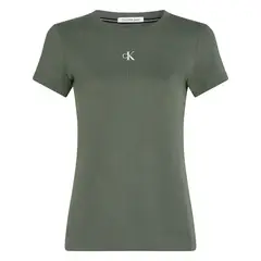 CALVIN KLEIN - Camiseta verde slim con micro monograma