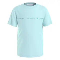 CALVIN KLEIN - Camiseta azul con estampado Institutional para niño