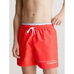 CALVIN KLEIN - Bermuda De Baño Roja Corta Con Cinturilla Doble