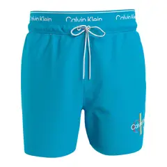 CALVIN KLEIN - Bermuda De Baño Azul Corta Con Cinturilla Doble - Pride