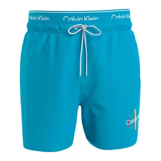 CALVIN KLEIN - Bermuda De Baño Azul Corta Con Cinturilla Doble - Pride