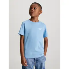 CALVIN KLEIN - Camiseta azul con logo apilado para niño