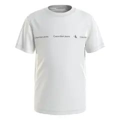 CALVIN KLEIN - Camiseta blanca con estampado Institutional para niño