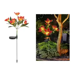 GENERICO - Luces Solares Led Navideñas luz Decorativa Flores orquídea naranja