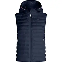 TOMMY HILFIGER - Chaleco Azul Acolchado Global Stripe para Mujer