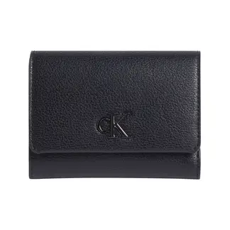 CALVIN KLEIN - Billera negra trifold con monograma minimalista