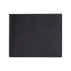 CALVIN KLEIN - Billetera negra plegable con estampado en relieve