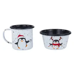 MACUIRA - Set Mug Y Bowl Pinguis en Peltre Navidad Encantada