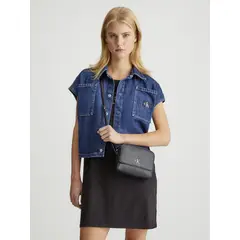 CALVIN KLEIN - Bolso negro cruzado minimal monogram