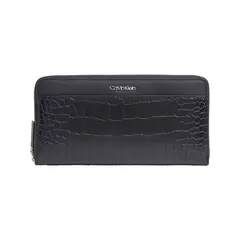 CALVIN KLEIN - Billetera negra must con estilo cocodrilo