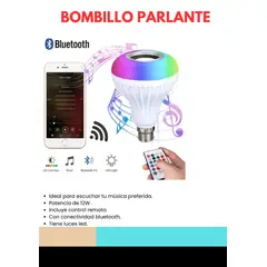 GENERICO - Bombillo Parlante Blutooth Led Multicolor Control Remoto