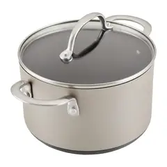 ANOLON - Olla 20cm con tapa de vidrio templado anodizado duro antiadherente