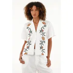 TENNIS - Camisa tipo bowling manga corta para mujer