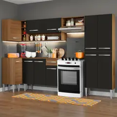 MADESA - Cocina Integral de Esquina Emilly Sun 3.50 m Marrón/Negro