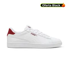 PUMA - Tenis Smash 3.0-Blanco/Rojo