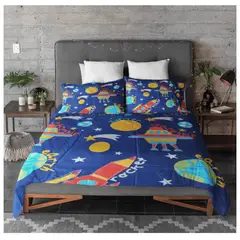GENERICO - Juego De Sabanas Doble Ultrasuave Azul Espacial Multicolor