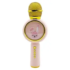 ONE PIXEL - Micrófono Bluetooth Inalámbrico Infantil Conejo Luces Led Rosa