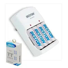 BESTON - Cargador + 4 Baterías AA 2700Mah