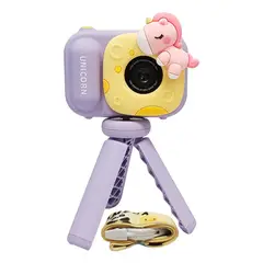 XALTA - Cámara Digital Para Niños Con Trípode Doble Lente Y 3 Juegos Violeta