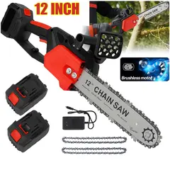 ONE PIXEL - Motosierra Inalámbrica 12 Pulgadas Doble Batreria Premium