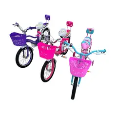 GTI - Bicicleta Niña Rin16 canasta ruedas auxil fucsia