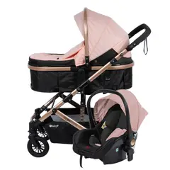 EBABY - COCHE CUNA MOISÉS COMFORT + PORTABEBÉ EB147P-1 Rosa
