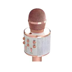 INFANTILES CAJUROMIX - Micrófono Inalámbrico ORO ROSA Karaoke Ws-858 Bluetooth