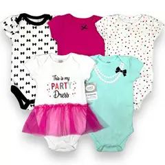 HUDSON - Bodies Mamelucos Algodon Para Bebe Niña Set 5 PCS HudsonBaby