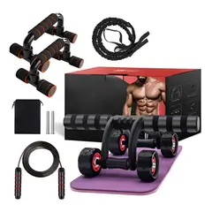 ROUX - Set Rueda Abdominal Lazo Para Saltar Flexiones Fitness X 7
