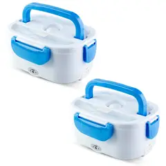 CHEF MASTER - Set x2 Lonchera Eléctrica Calentador Porta Comida Portátil Azul
