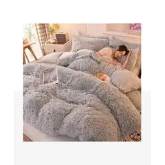 SIRENITAS - Edredón Cubrelecho Peluche Cama King Peludo Gris Perla