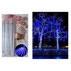 GENERICO - Luces led lluvia de meteoro decoracion navideña azul calido tubo 30cm