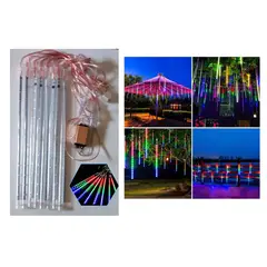 GENERICO - Luces led lluvia de meteoro decoracion navideña multicolor tubo 30cm