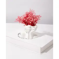 DECORACIONES ALE Y GABI - Jarrón Decorativo Loe 10X12CMS Con Flores Preservadas Rosadas