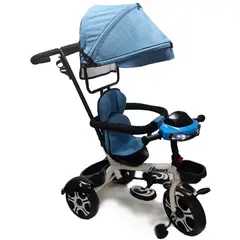 GENERICO - Triciclo con guía bebe Niña musical luces paseador AZUL