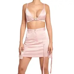 VIA7 - Conjunto o set americano de top y falda cargo de satin