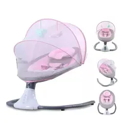 MUNDO BEBE - SILLA MECEDORA ELECTRICA ALTA GAMA CON MOSQUITERO ROSA
