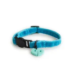 WAWAW - Collar para gato U Terciopelo Turquesa