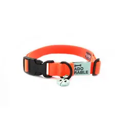 WAWAW - Collar para perro talla S Unicolor Adorable Naranja Neón