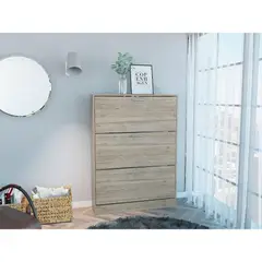 RTA DESIGN - Zapatero Merlín Café Claro y Blanco con Tres Puertas Abatibles