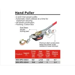 GENERAL TOOLS - MALACATE / GARRUCHA 4 TON ISA TOOLS HC-NIK-HPU-004